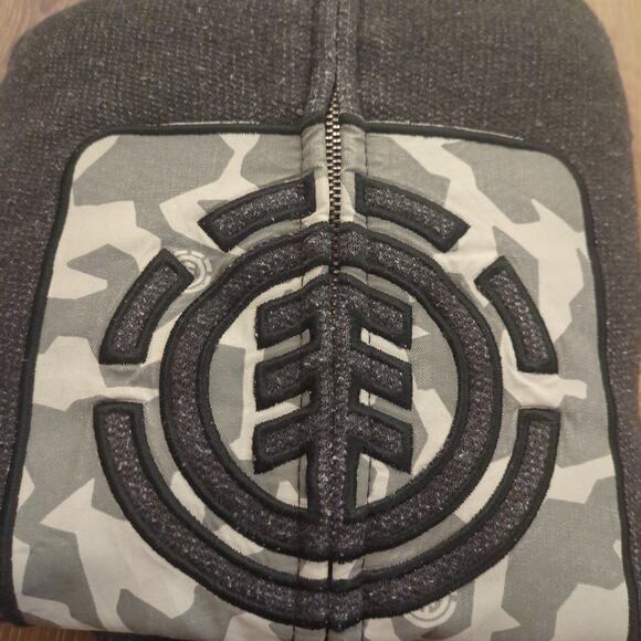 VTG Element Men Large Zip Up Hoodie Sweatshirt Camo Embroidered Logo Skater Y2K - Picture 9 of 9